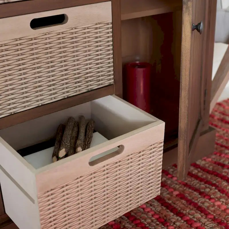 Console 2 tiroirs et 3 paniers – Style Ferme