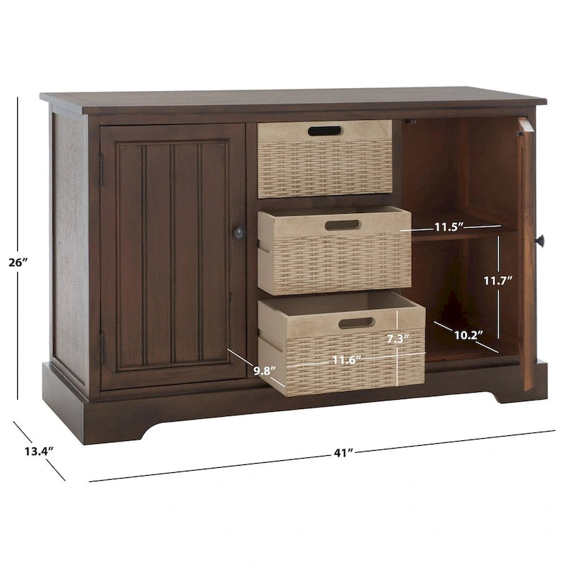 Console 2 tiroirs et 3 paniers – Style Ferme