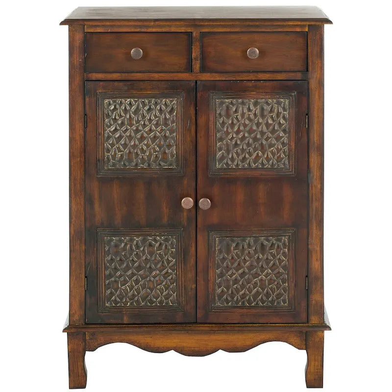 Malle de rangement vintage marron foncé | 1 porte | Bois massif
