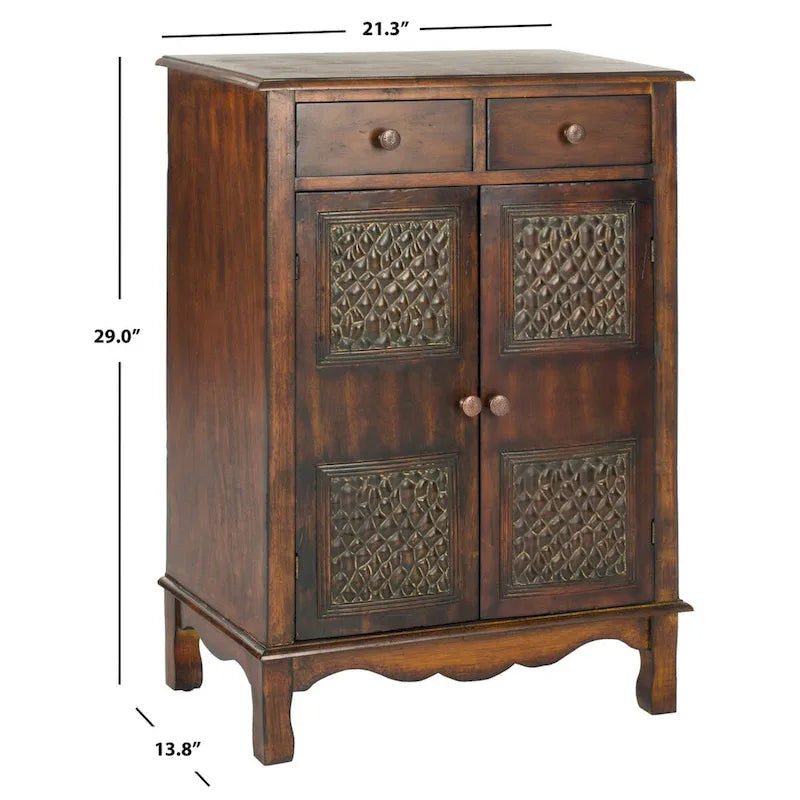 Malle de rangement vintage marron foncé | 1 porte | Bois massif