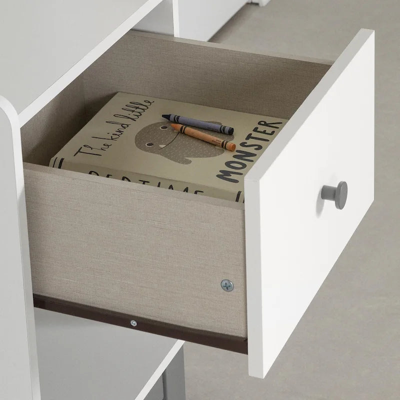 Table de chevet 1 tiroir gris doux et blanc – Chambre d'enfant