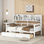 Lit de repos double expresso / gris / blanc avec tiroirs de rangement et étagère, 1 place assise ou couchée