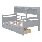Lit de repos double expresso / gris / blanc avec tiroirs de rangement et étagère, 1 place assise ou couchée