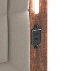 Cadre de lit Queen marron-gris, tête de lit rembourrée, LED et USB, 2 personnes
