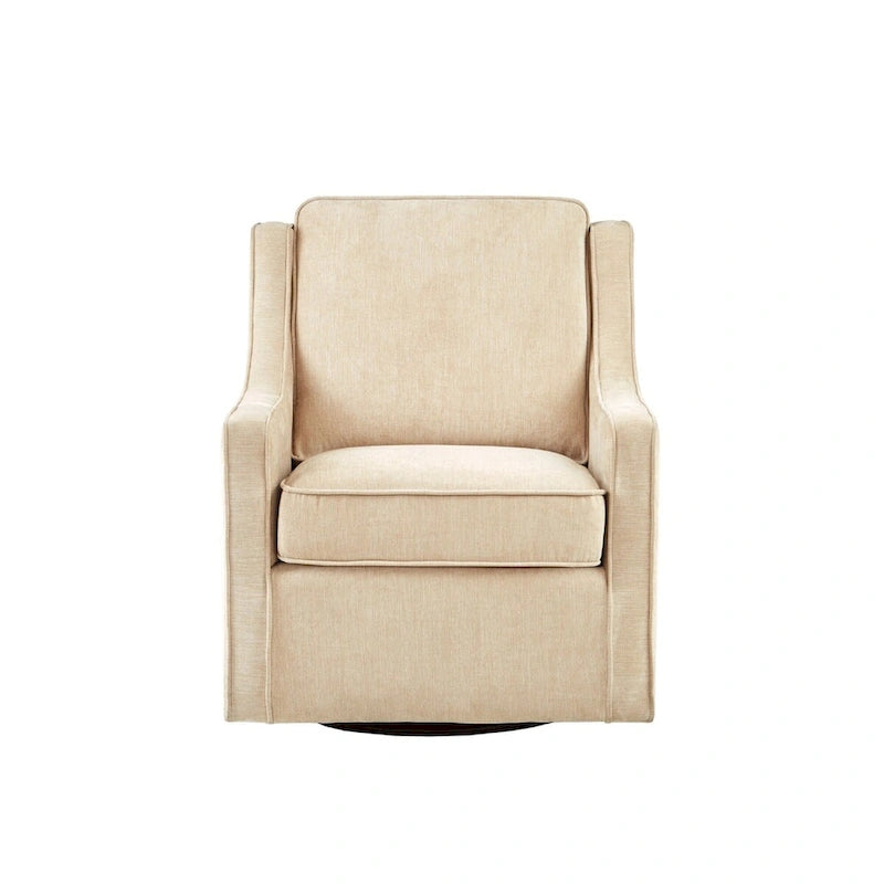 Fauteuil pivotant lounge en chenille crème, lot de 2