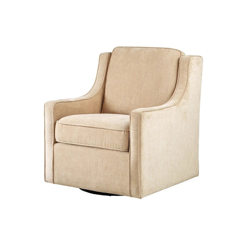 Fauteuil pivotant lounge en chenille crème, lot de 2