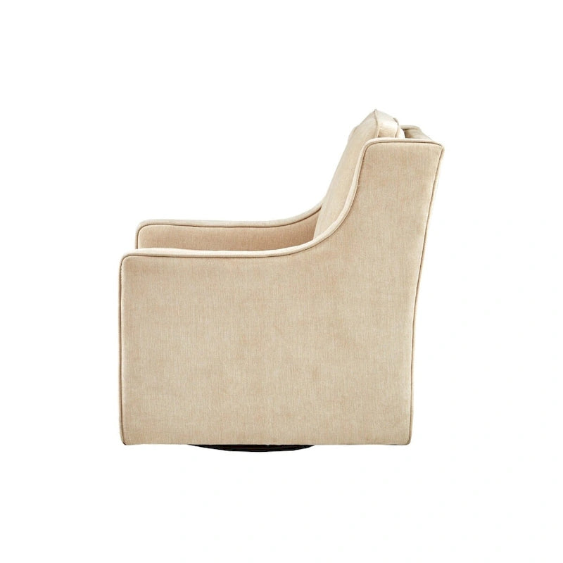 Fauteuil pivotant lounge en chenille crème, lot de 2