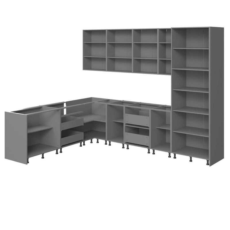 Ensemble d'éléments de cuisine modulaires, beige et noir, 8×10 pi – Cuisine unique