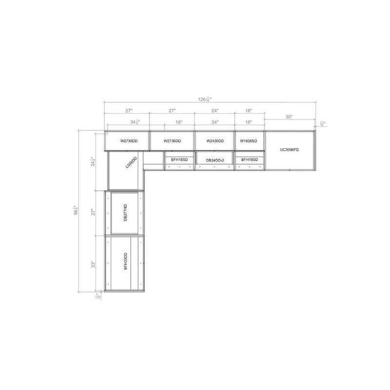 Ensemble d'éléments de cuisine modulaires, beige et noir, 8×10 pi – Cuisine unique