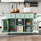 Dessert mobile de cuisine avec abattant, meuble de rangement et 3 tiroirs – Noir / Bleu / Blanc / Vert