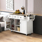 Dessert mobile de cuisine avec abattant, meuble de rangement et 3 tiroirs – Noir / Bleu / Blanc / Vert