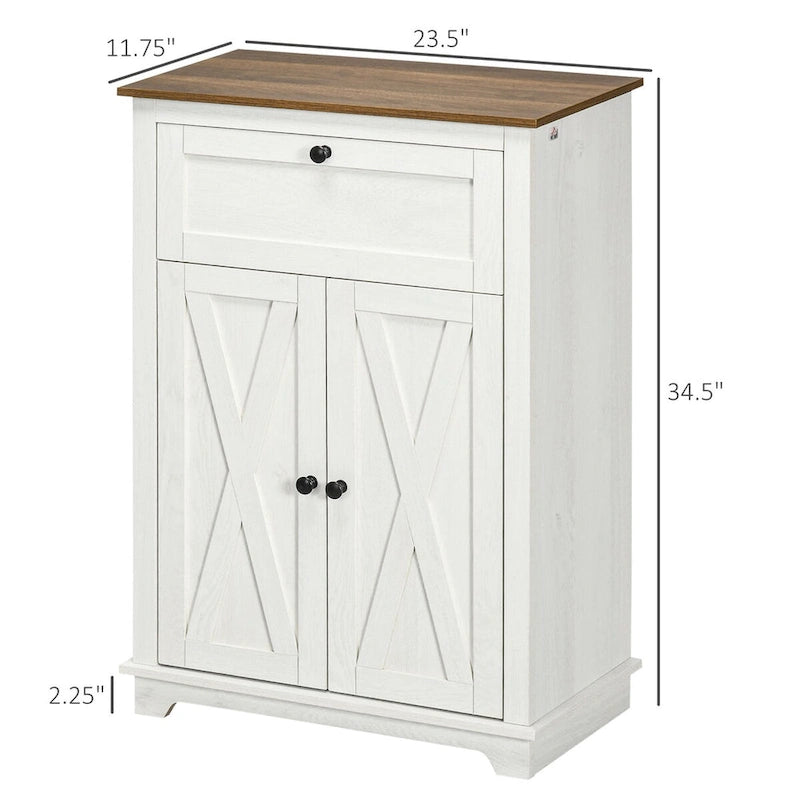 Meuble d'appoint de ferme marron/blanc avec deux portes et un tiroir