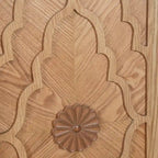 Meuble de rangement 4 portes, noir/naturel, style bois sculpté
