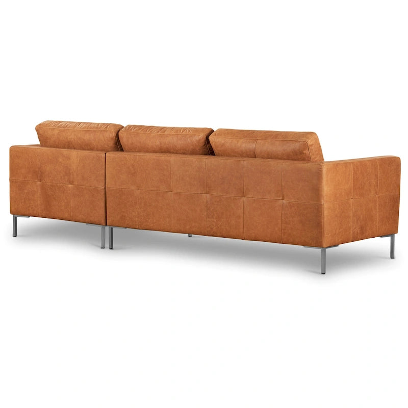 Canapé d'angle droit – Cuir italien, plusieurs couleurs et styles de pieds, 3-4 places