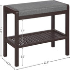Banc d'entrée capitonné gris et blanc avec étagère à chaussures, 1 place