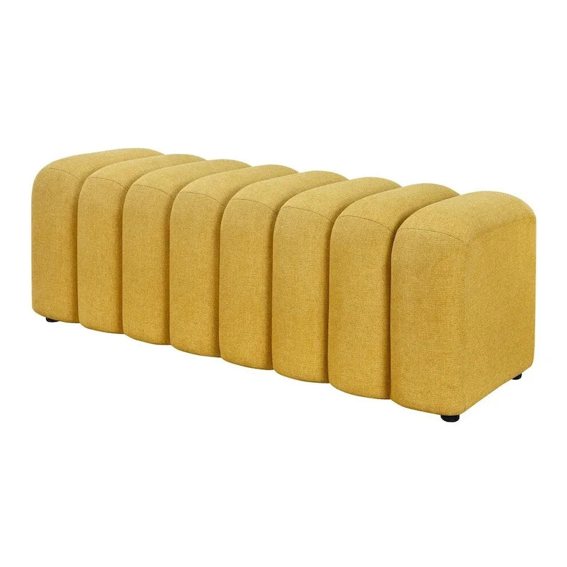 Banc d'appoint capitonné à cannelures – Jaune moutarde / Bleu paon / Anthracite, Sans accoudoirs, 1 place