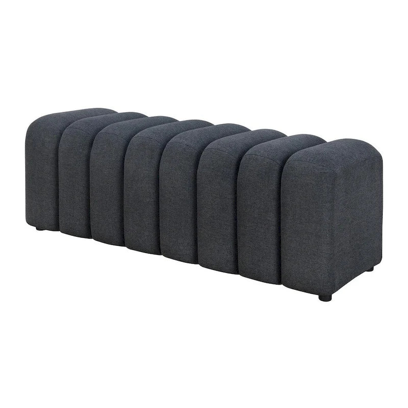 Banc d'appoint capitonné à cannelures – Jaune moutarde / Bleu paon / Anthracite, Sans accoudoirs, 1 place