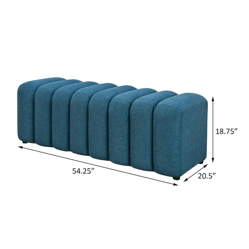 Banc d'appoint capitonné à cannelures – Jaune moutarde / Bleu paon / Anthracite, Sans accoudoirs, 1 place