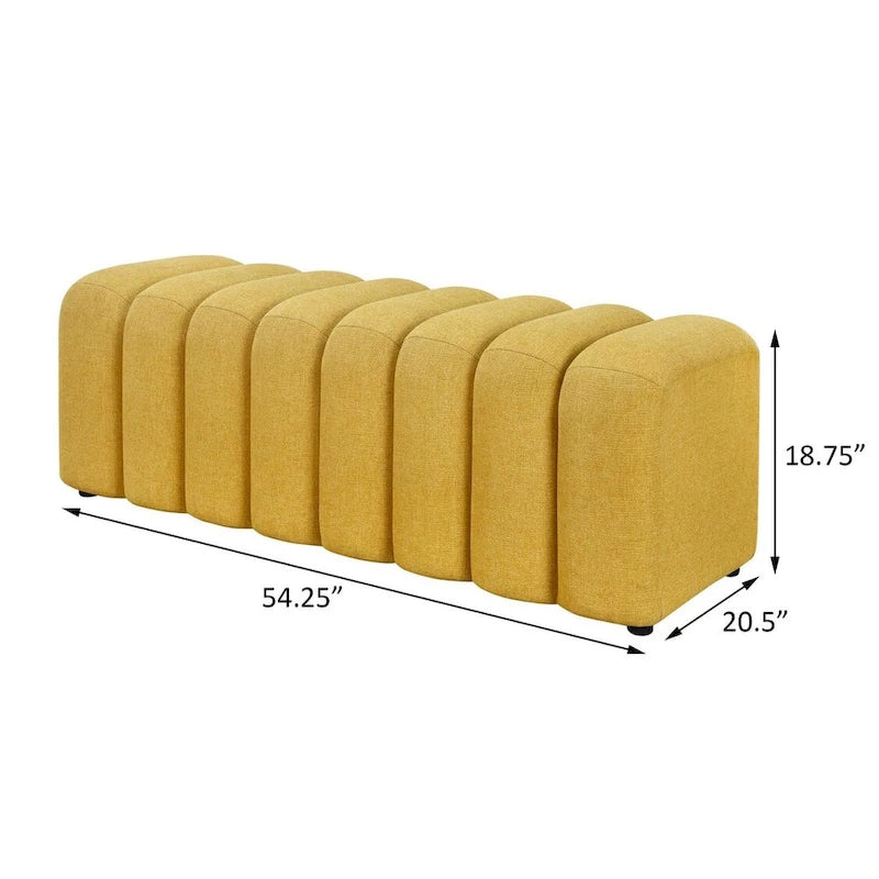 Banc d'appoint capitonné à cannelures – Jaune moutarde / Bleu paon / Anthracite, Sans accoudoirs, 1 place