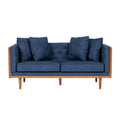 Causeuse en tissu touffeté bleu marine / beige foncé / anthracite avec coussins décoratifs, 2 places
