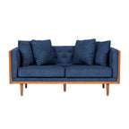Causeuse en tissu touffeté bleu marine / beige foncé / anthracite avec coussins décoratifs, 2 places
