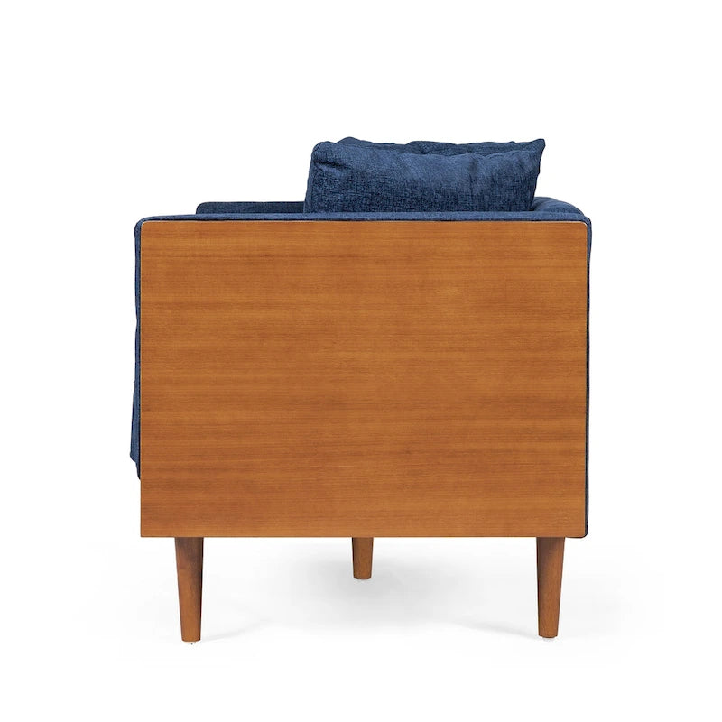 Causeuse en tissu touffeté bleu marine / beige foncé / anthracite avec coussins décoratifs, 2 places