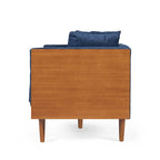 Causeuse en tissu touffeté bleu marine / beige foncé / anthracite avec coussins décoratifs, 2 places