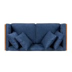 Causeuse en tissu touffeté bleu marine / beige foncé / anthracite avec coussins décoratifs, 2 places