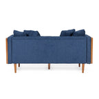 Causeuse en tissu touffeté bleu marine / beige foncé / anthracite avec coussins décoratifs, 2 places