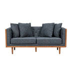 Causeuse en tissu touffeté bleu marine / beige foncé / anthracite avec coussins décoratifs, 2 places