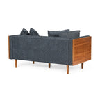 Causeuse en tissu touffeté bleu marine / beige foncé / anthracite avec coussins décoratifs, 2 places