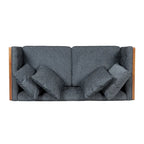 Causeuse en tissu touffeté bleu marine / beige foncé / anthracite avec coussins décoratifs, 2 places