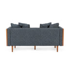 Causeuse en tissu touffeté bleu marine / beige foncé / anthracite avec coussins décoratifs, 2 places