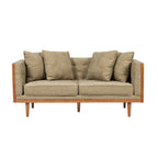 Causeuse en tissu touffeté bleu marine / beige foncé / anthracite avec coussins décoratifs, 2 places