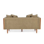 Causeuse en tissu touffeté bleu marine / beige foncé / anthracite avec coussins décoratifs, 2 places