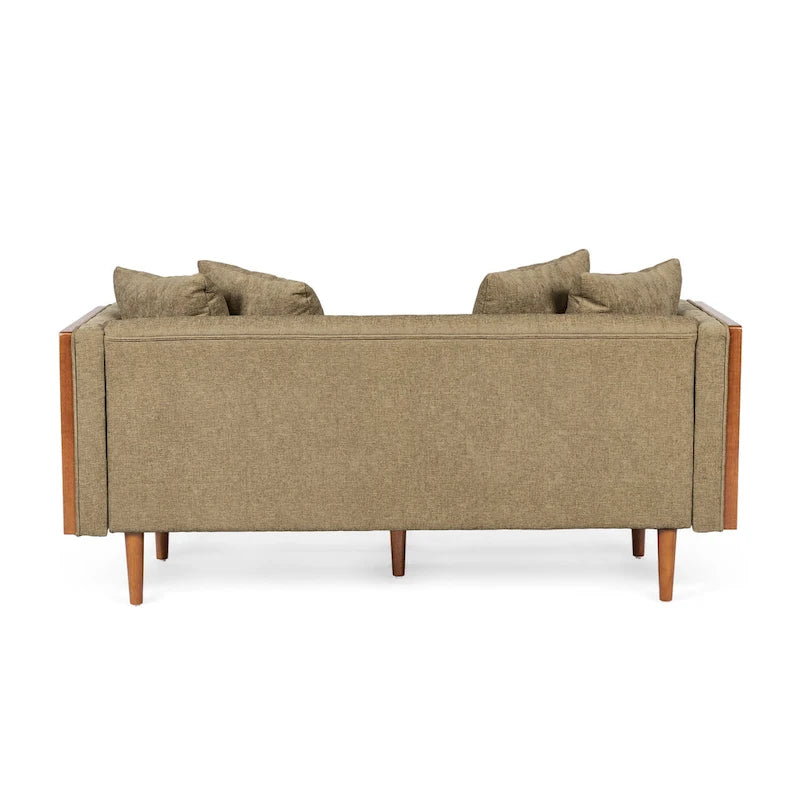 Causeuse en tissu touffeté bleu marine / beige foncé / anthracite avec coussins décoratifs, 2 places