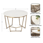 Table basse ronde, noyer marron et or, plateau en bois et piètement en métal