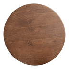 Table basse ronde, noyer marron et or, plateau en bois et piètement en métal