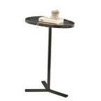 Table d'appoint ovale noire/naturelle avec pied en métal en Y