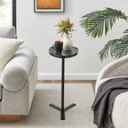 Table d'appoint ovale noire/naturelle avec pied en métal en Y