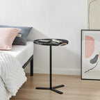 Table d'appoint ovale noire/naturelle avec pied en métal en Y
