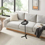 Table d'appoint ovale noire/naturelle avec pied en métal en Y