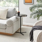 Table d'appoint ovale noire/naturelle avec pied en métal en Y