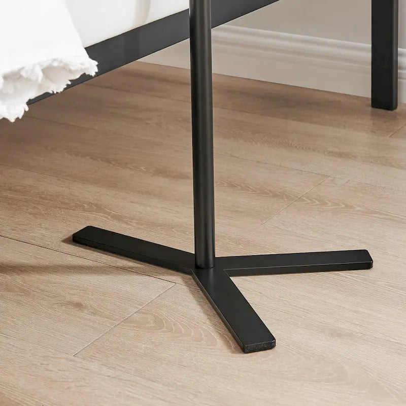 Table d'appoint ovale noire/naturelle avec pied en métal en Y