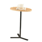 Table d'appoint ovale noire/naturelle avec pied en métal en Y