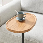 Table d'appoint ovale noire/naturelle avec pied en métal en Y