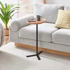 Table d'appoint ovale noire/naturelle avec pied en métal en Y
