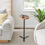 Table d'appoint ovale noire/naturelle avec pied en métal en Y