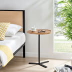 Table d'appoint ovale noire/naturelle avec pied en métal en Y
