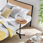 Table d'appoint ovale noire/naturelle avec pied en métal en Y
